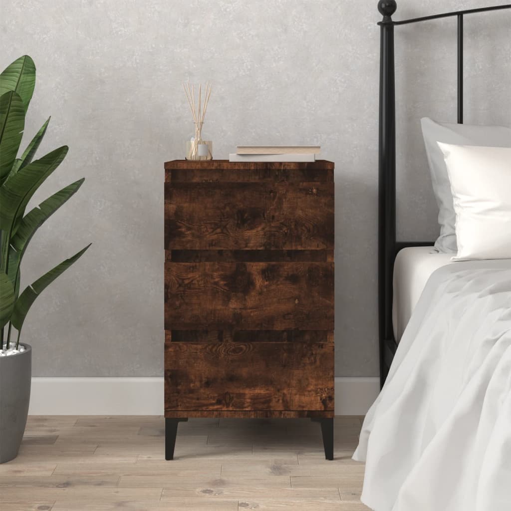 Bedside Cabinet Smoked Oak 40x35x70 cm Engineered Wood