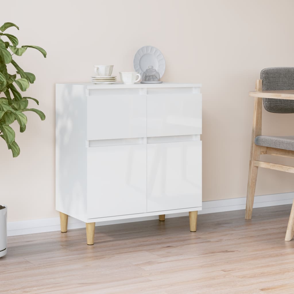 Sideboard High Gloss White 60x35x70 cm Engineered Wood