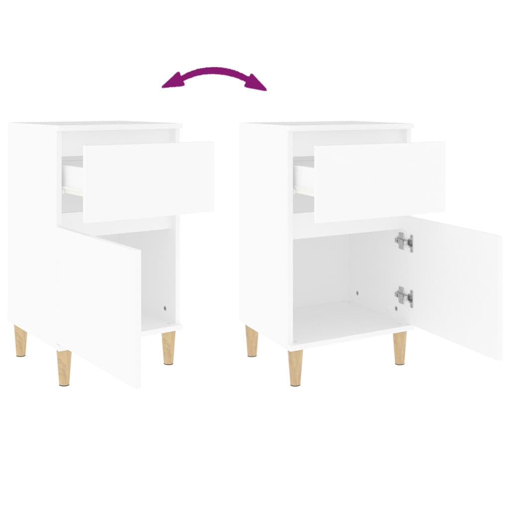 Bedside Cabinet White 40x35x70 cm