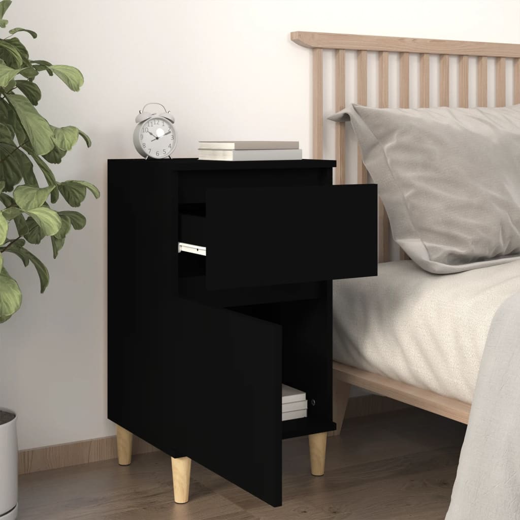 Bedside Cabinet Black 40x35x70 cm