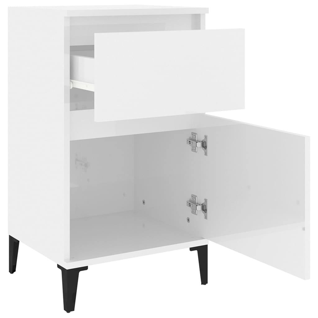 Bedside Cabinet High Gloss White 40x35x70 cm