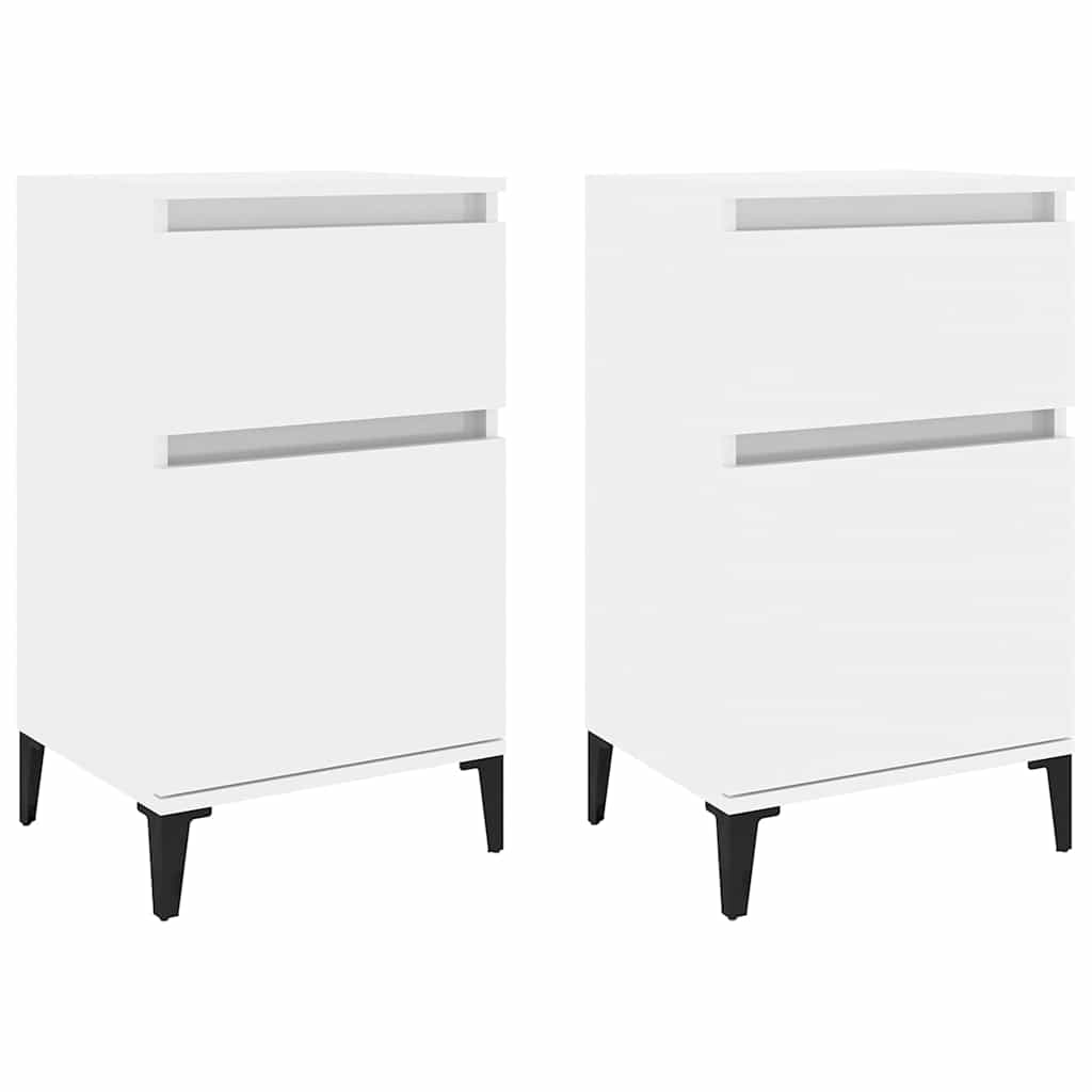 Bedside Cabinets 2 pcs High Gloss White 40x35x70 cm