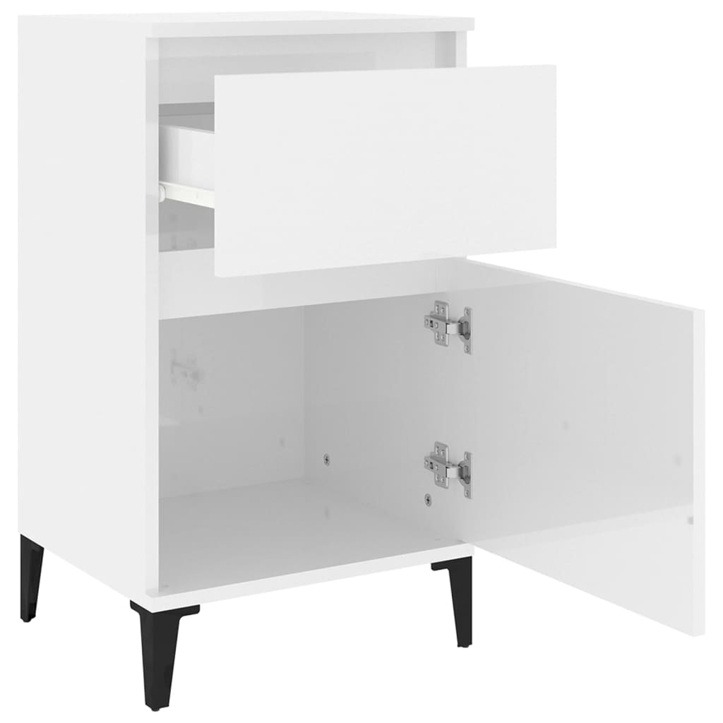 Bedside Cabinets 2 pcs High Gloss White 40x35x70 cm