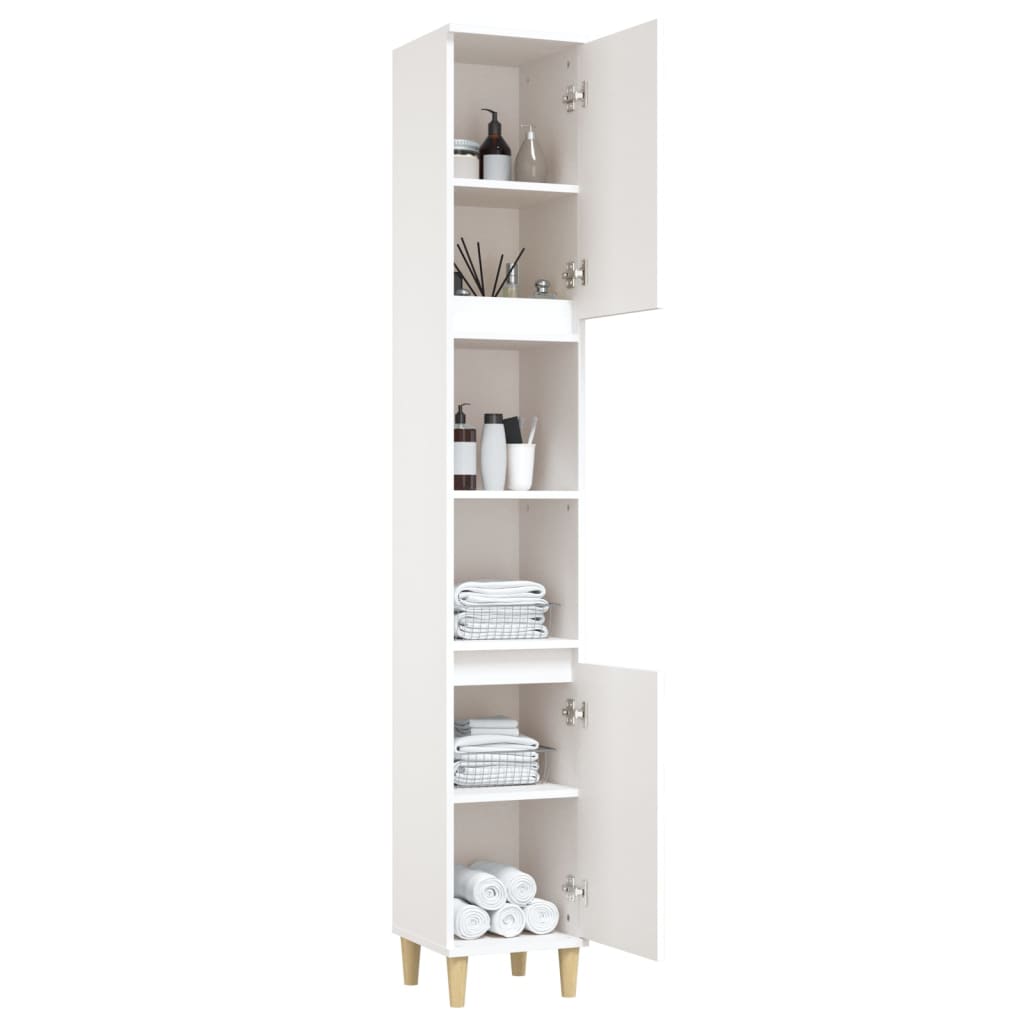 Bathroom Cabinet White 30x30x190 cm Engineered Wood