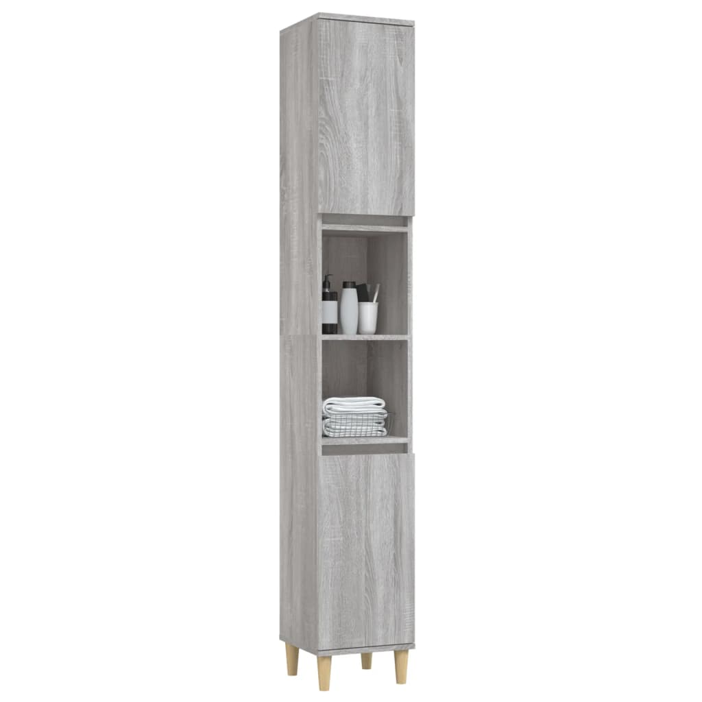 Bathroom Cabinet Grey Sonoma 30x30x190 cm Engineered Wood