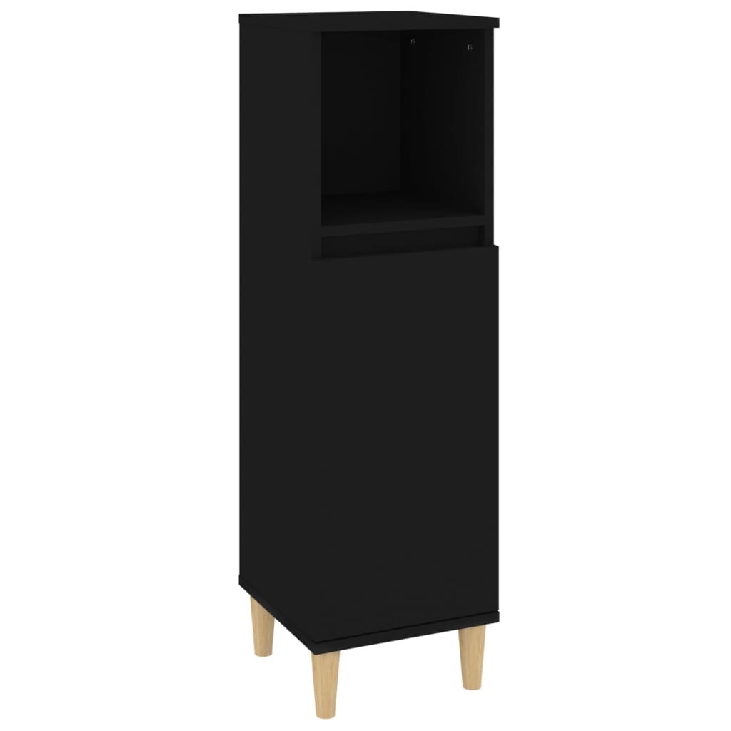 Bathroom Cabinet Black 30x30x100 cm Engineered Wood