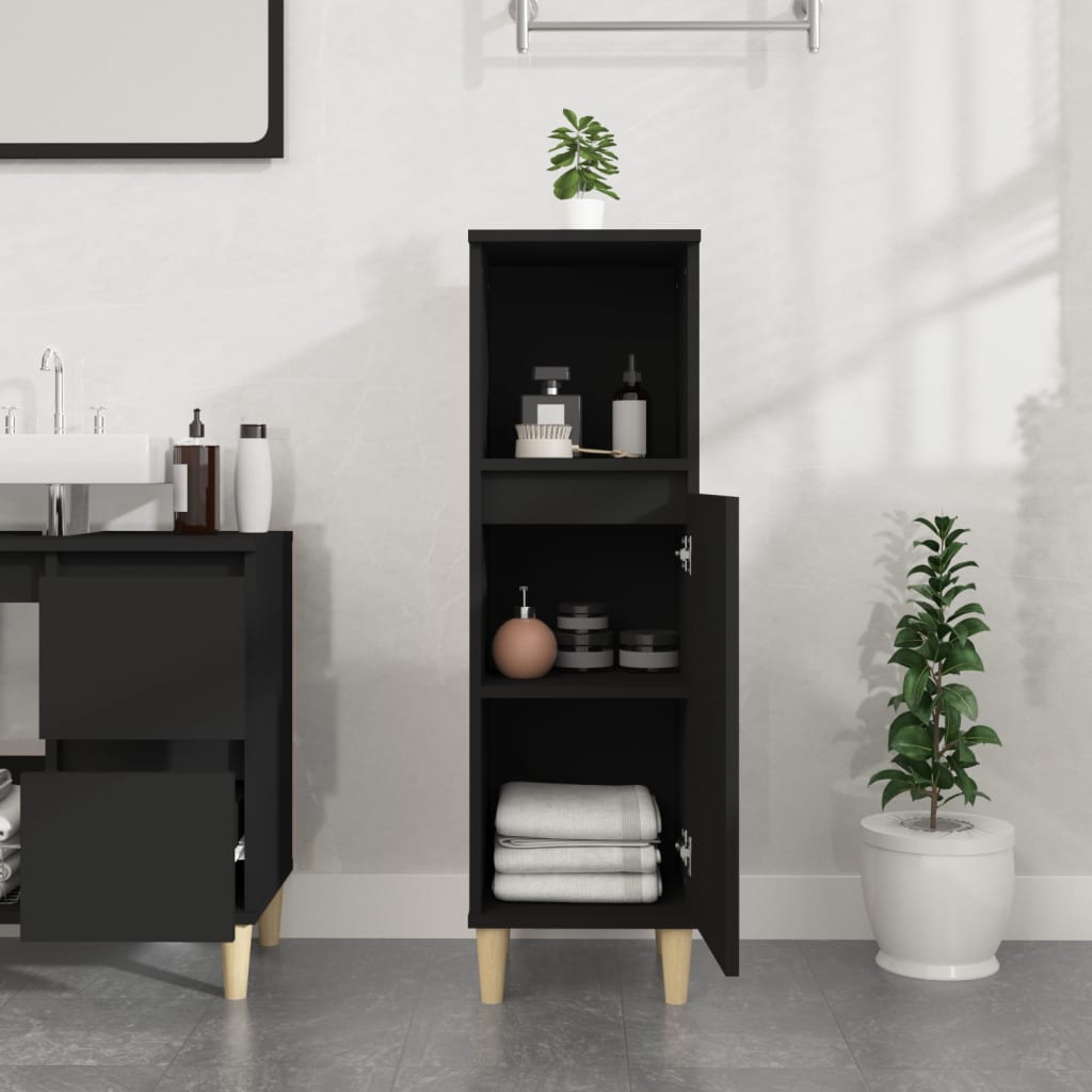 Bathroom Cabinet Black 30x30x100 cm Engineered Wood