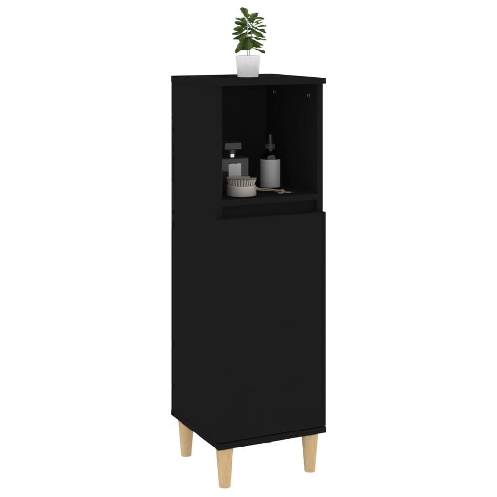 Bathroom Cabinet Black 30x30x100 cm Engineered Wood