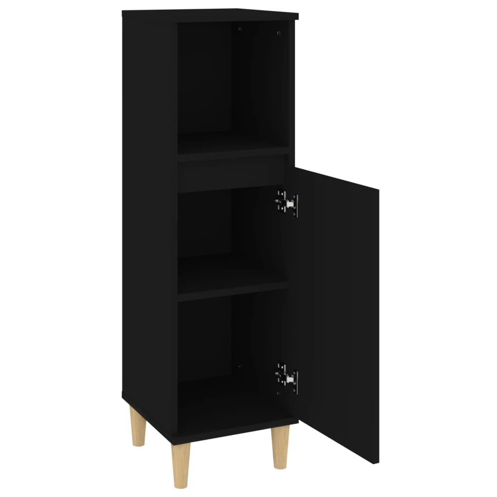 Bathroom Cabinet Black 30x30x100 cm Engineered Wood