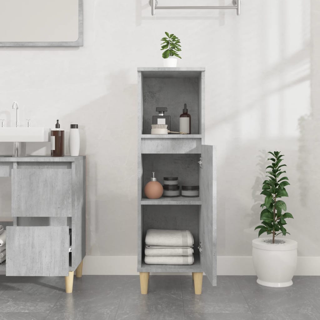 Bathroom Cabinet Concrete Grey 30x30x100 cm Engineered Wood