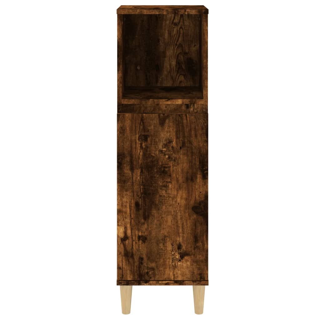 Bathroom Cabinet Smoked Oak 30x30x100 cm Engineered Wood