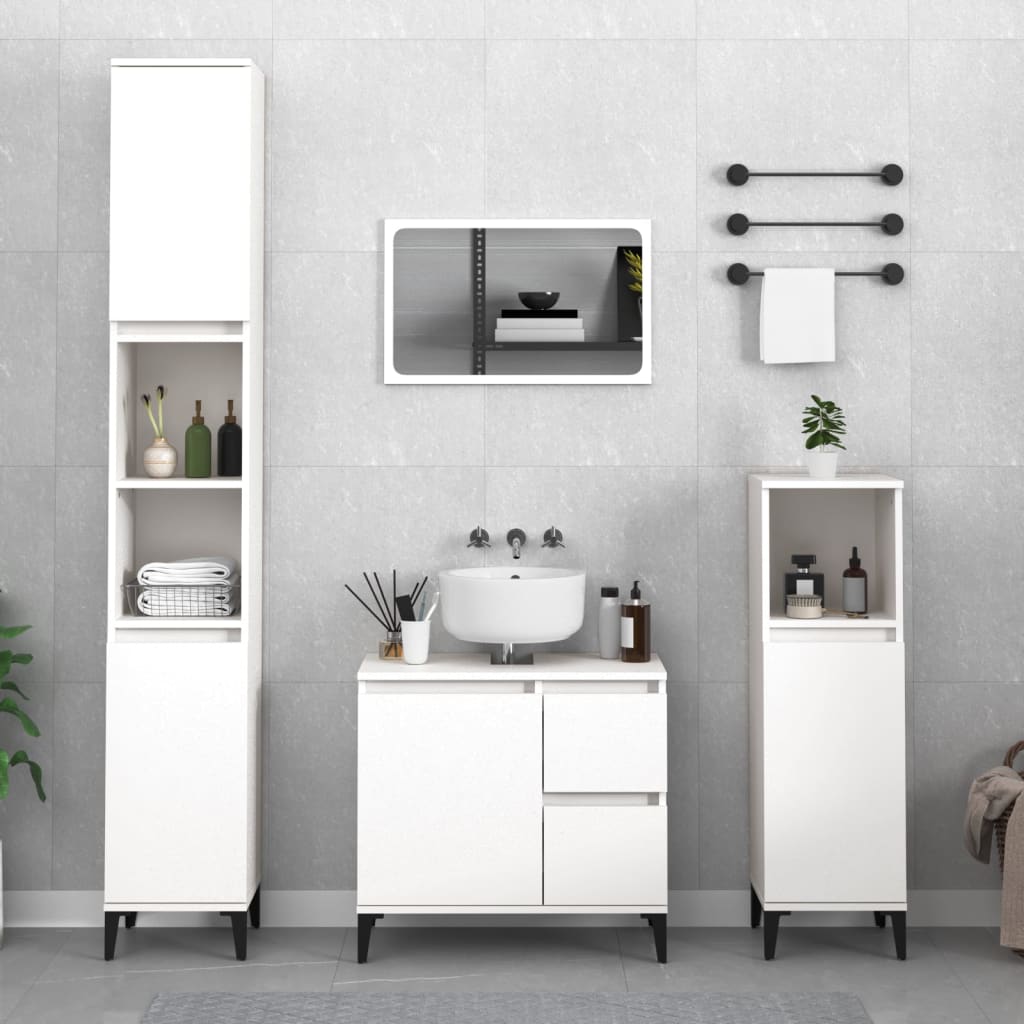 Bathroom Cabinet White 30x30x100 cm Engineered Wood