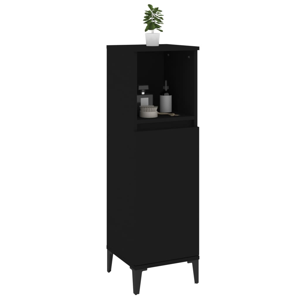 Bathroom Cabinet Black 30x30x100 cm Engineered Wood