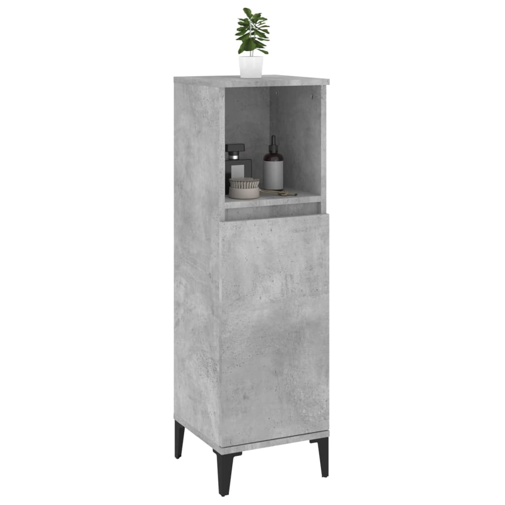 Bathroom Cabinet Concrete Grey 30x30x100 cm Engineered Wood