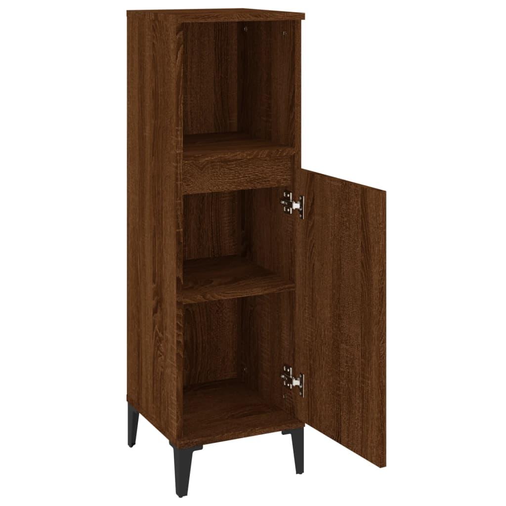 Bathroom Cabinet Brown Oak 30x30x100 cm Engineered Wood