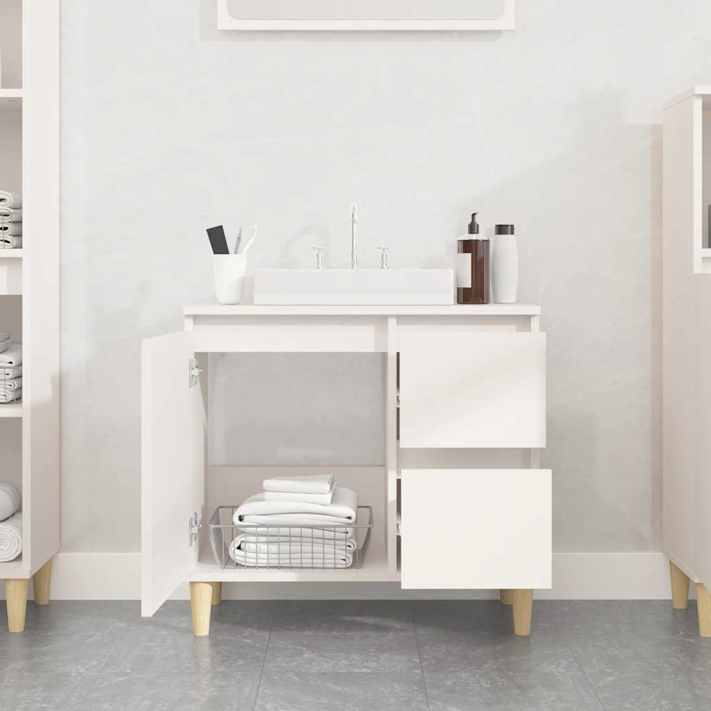 Bathroom Cabinet White 65x33x60 cm Engineered Wood