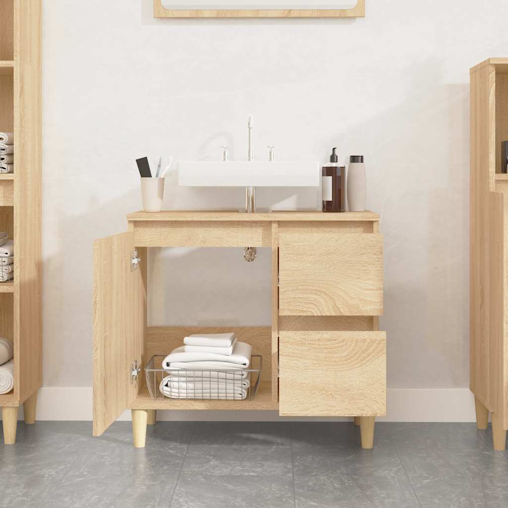 Bathroom Cabinet Sonoma Oak 65x33x60 cm Engineered Wood