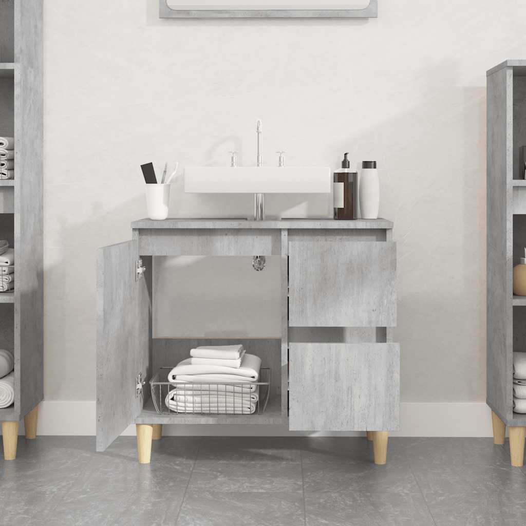 Bathroom Cabinet Concrete Grey 65x33x60 cm Engineered Wood