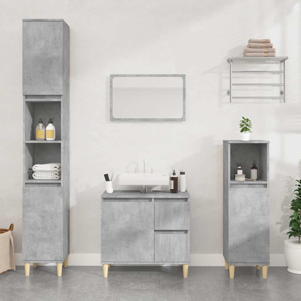 Bathroom Cabinet Concrete Grey 65x33x60 cm Engineered Wood