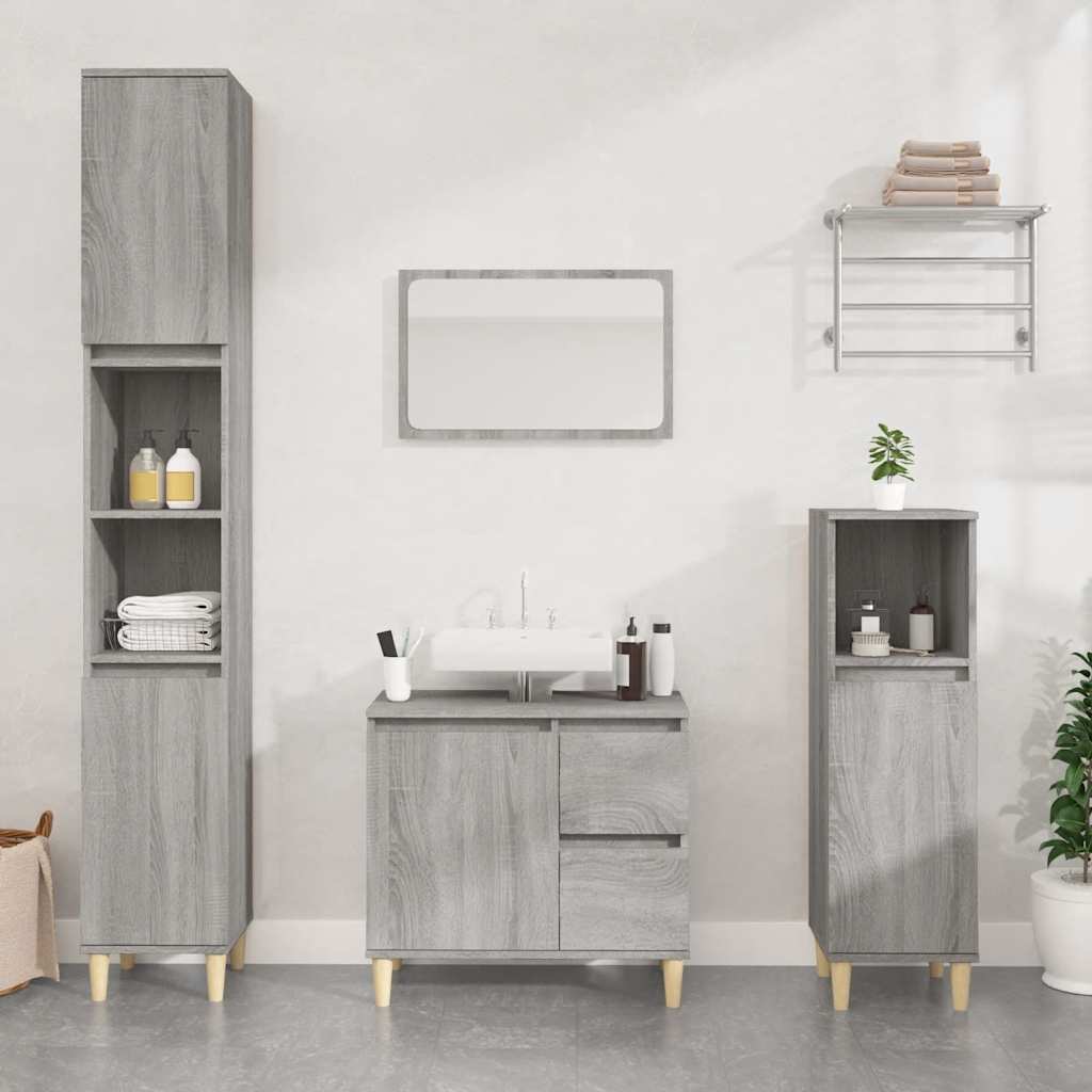 Bathroom Cabinet Grey Sonoma 65x33x60 cm Engineered Wood