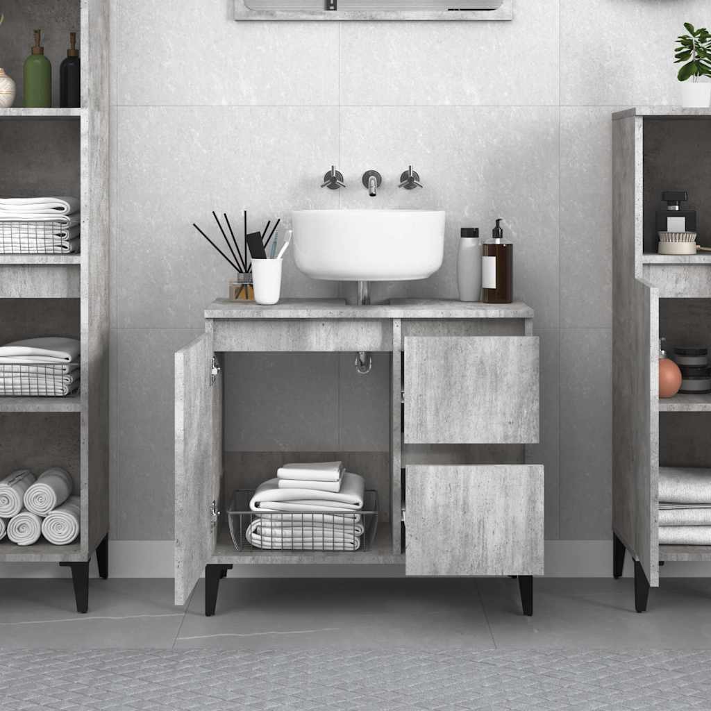 Bathroom Cabinet Concrete Grey 65x33x60 cm Engineered Wood