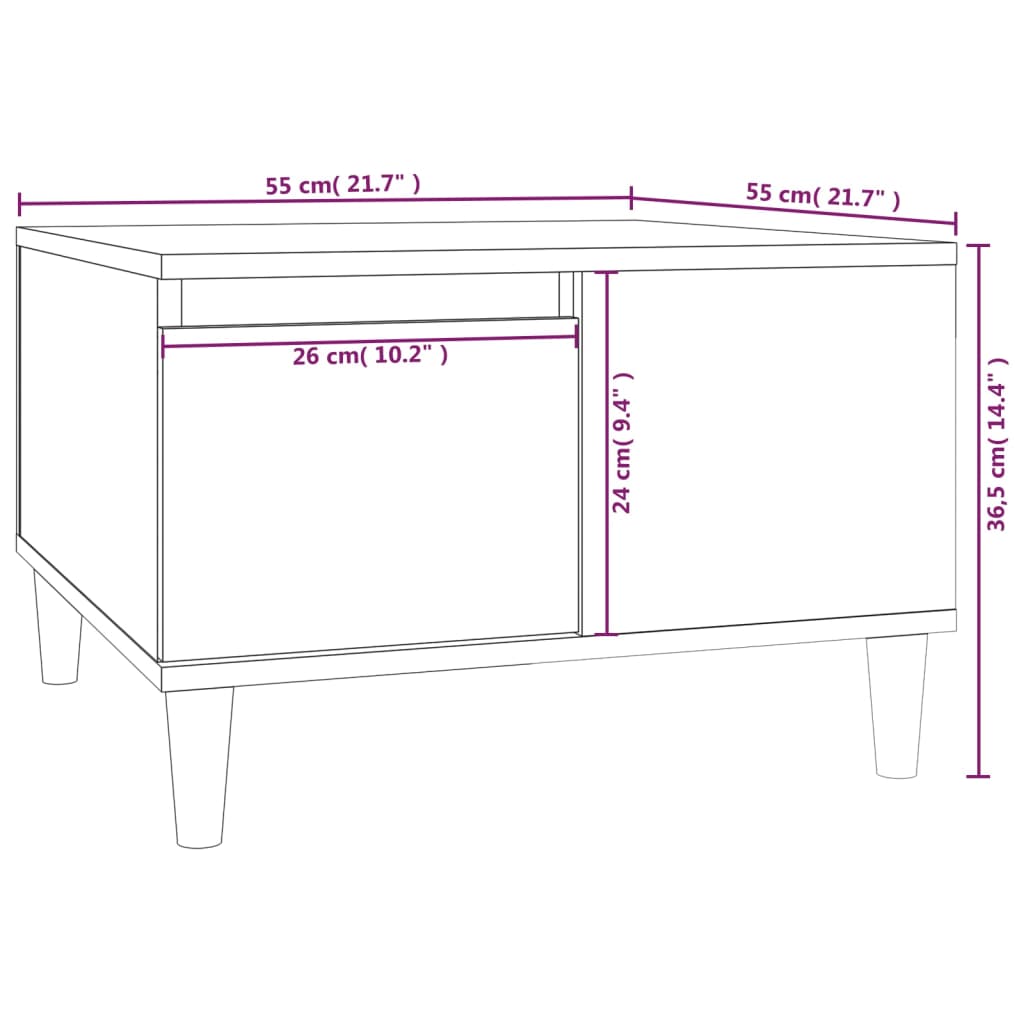 Coffee Table Grey Sonoma 55x55x36.5 cm Engineered Wood