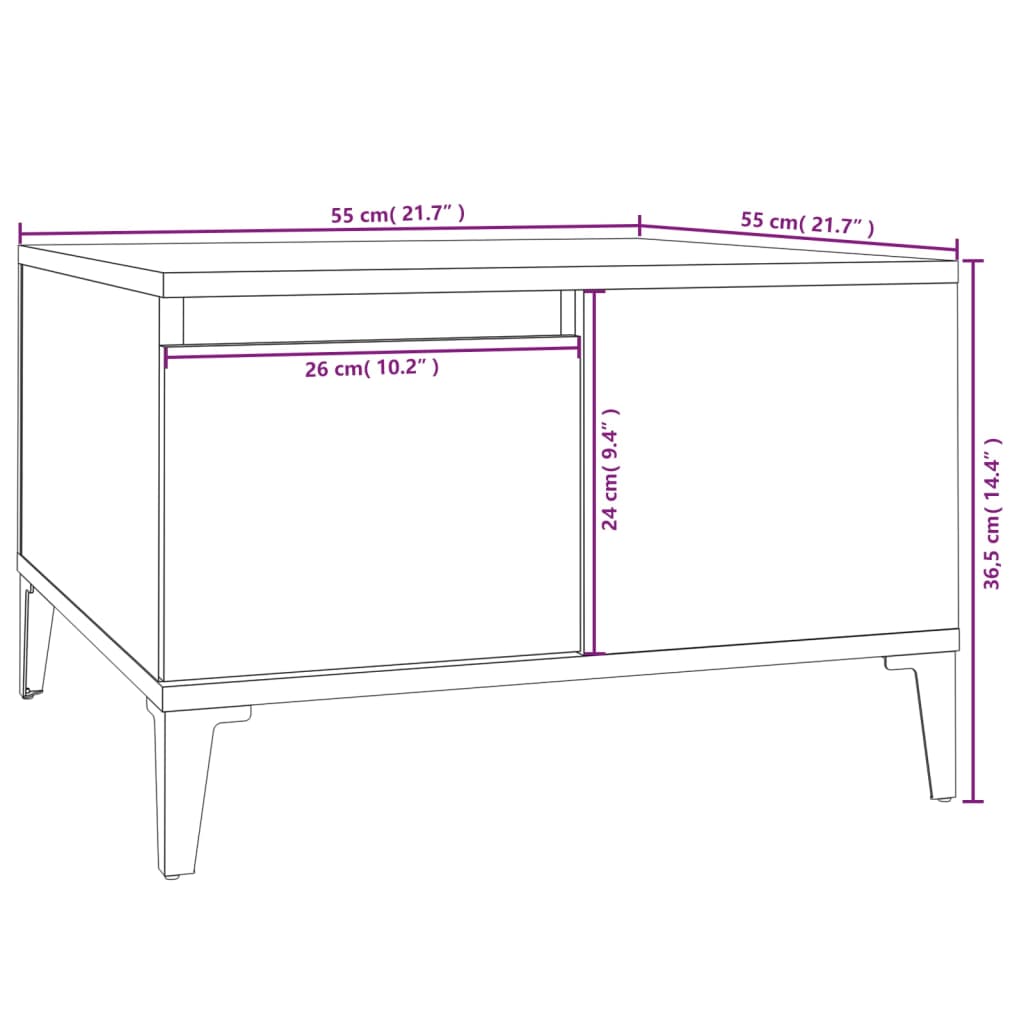 Coffee Table Black 55x55x36.5 cm Engineered Wood