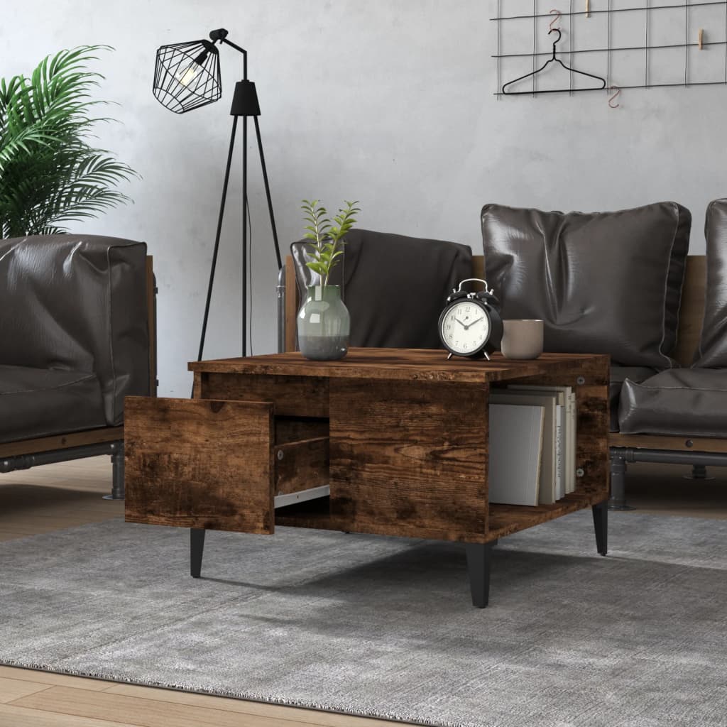 Coffee Table Smoked Oak 55x55x36.5 cm Engineered Wood