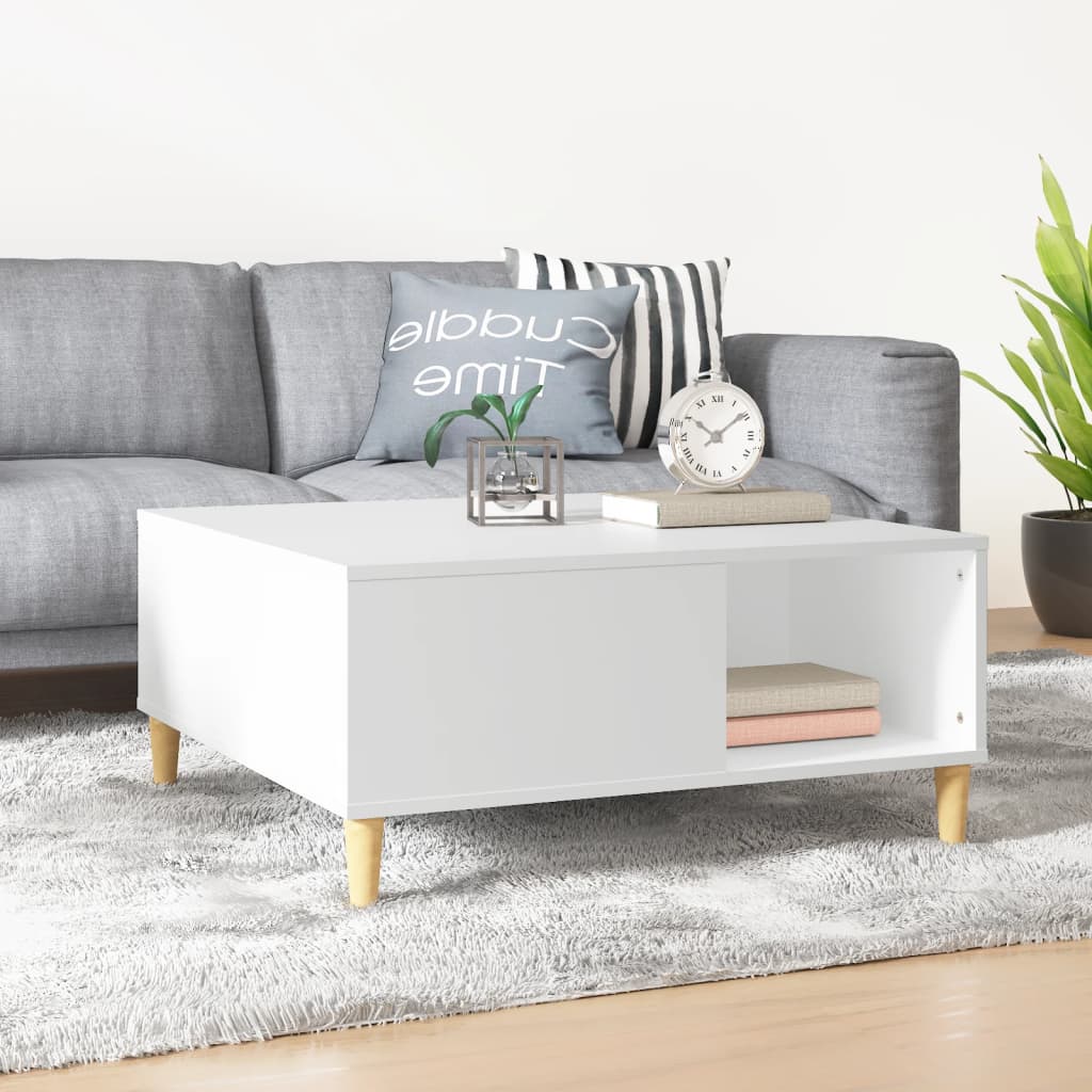 Coffee Table White 80x80x36.5 cm Engineered Wood