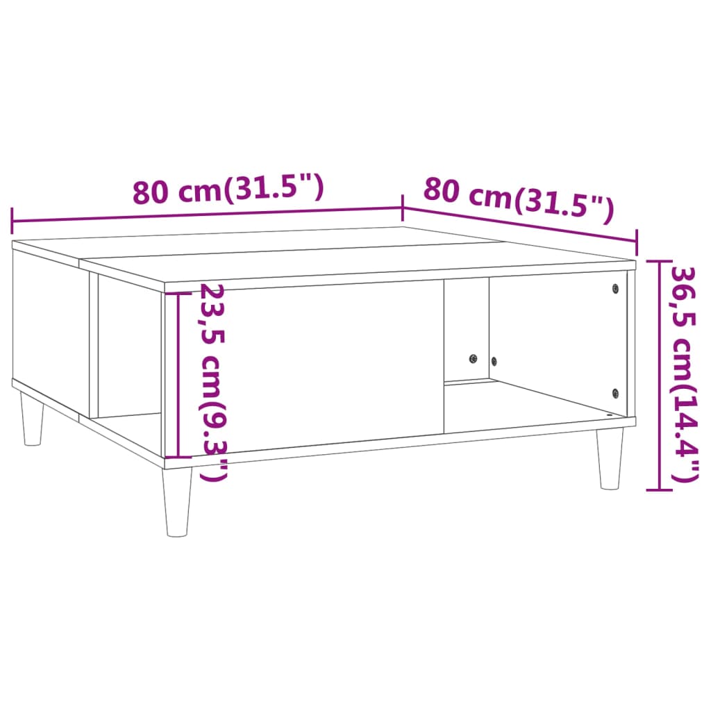 Coffee Table Concrete Grey 80x80x36.5 cm Engineered Wood