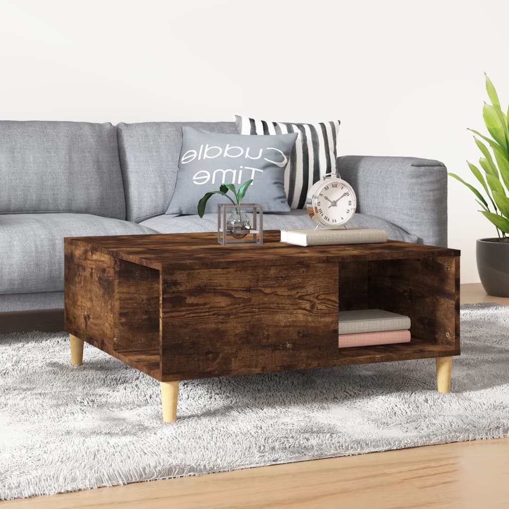 Coffee Table Smoked Oak 80x80x36.5 cm Engineered Wood