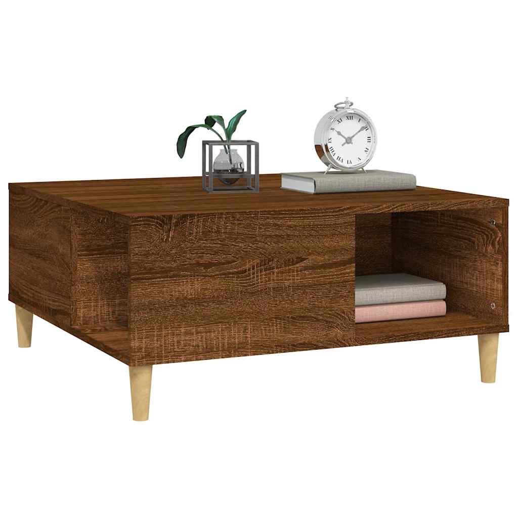 Coffee Table Brown Oak 80x80x36.5 cm Engineered Wood