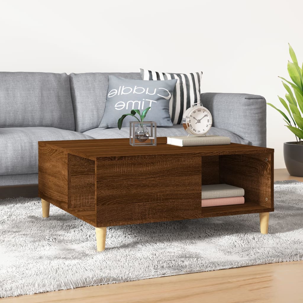 Coffee Table Brown Oak 80x80x36.5 cm Engineered Wood