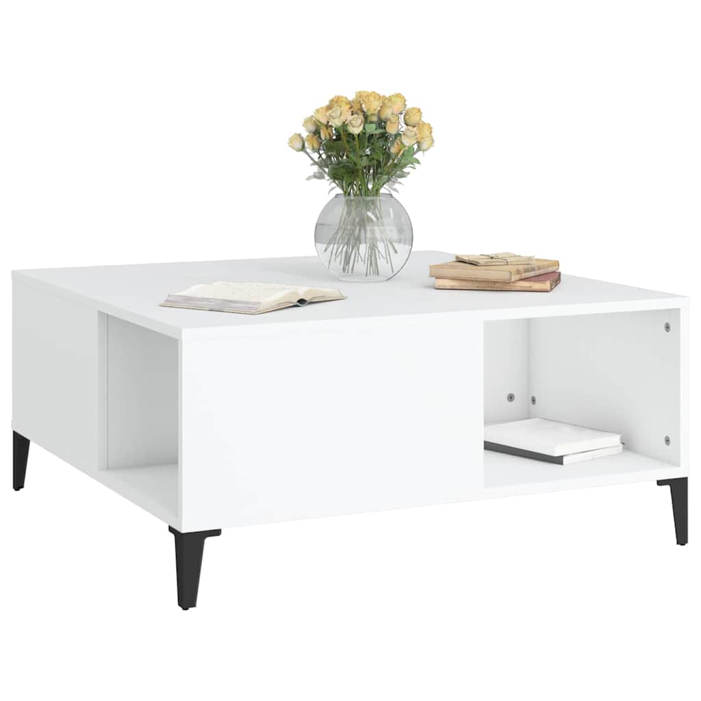 Coffee Table White 80x80x36.5 cm Engineered Wood