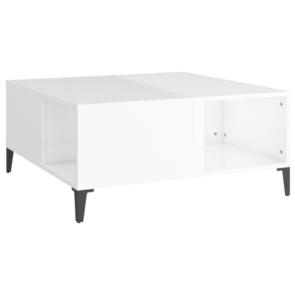 Coffee Table High Gloss White 80x80x36.5 cm Engineered Wood