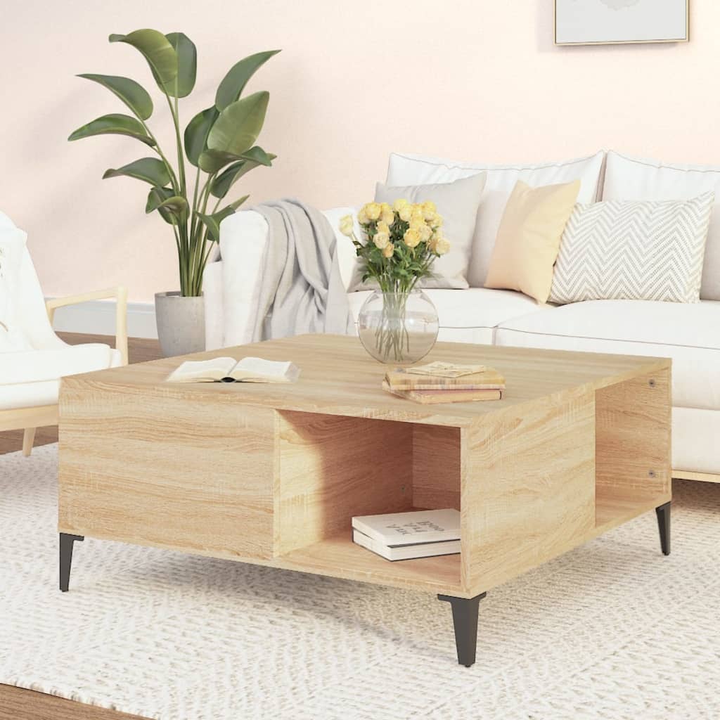 Coffee Table Sonoma Oak 80x80x36.5 cm Engineered Wood