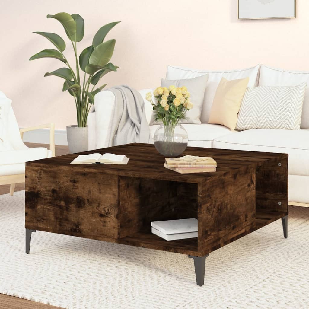 Coffee Table Smoked Oak 80x80x36.5 cm Engineered Wood