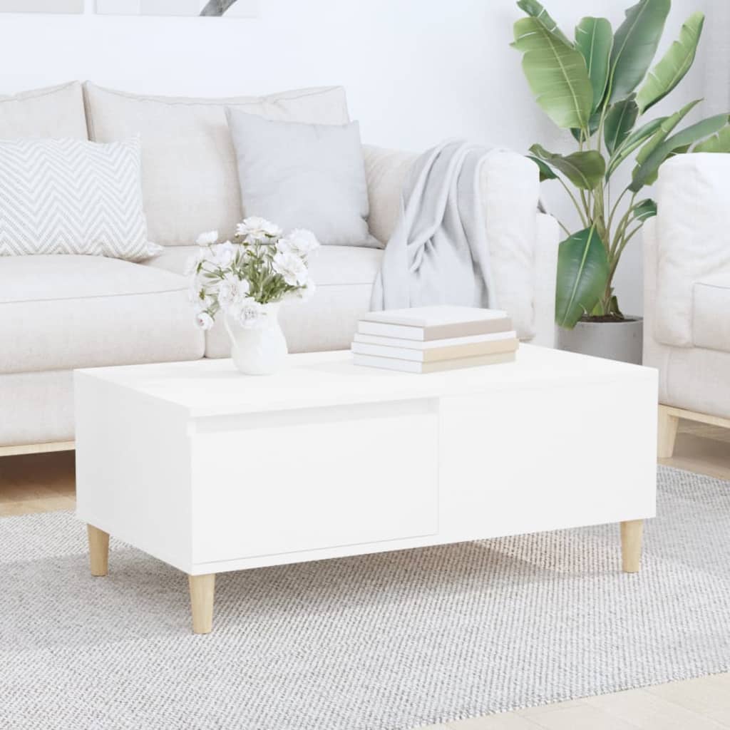 Coffee Table White 90x50x36.5 cm Engineered Wood