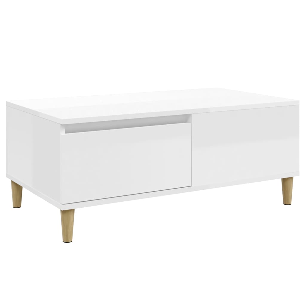 Coffee Table High Gloss White 90x50x36.5 cm Engineered Wood