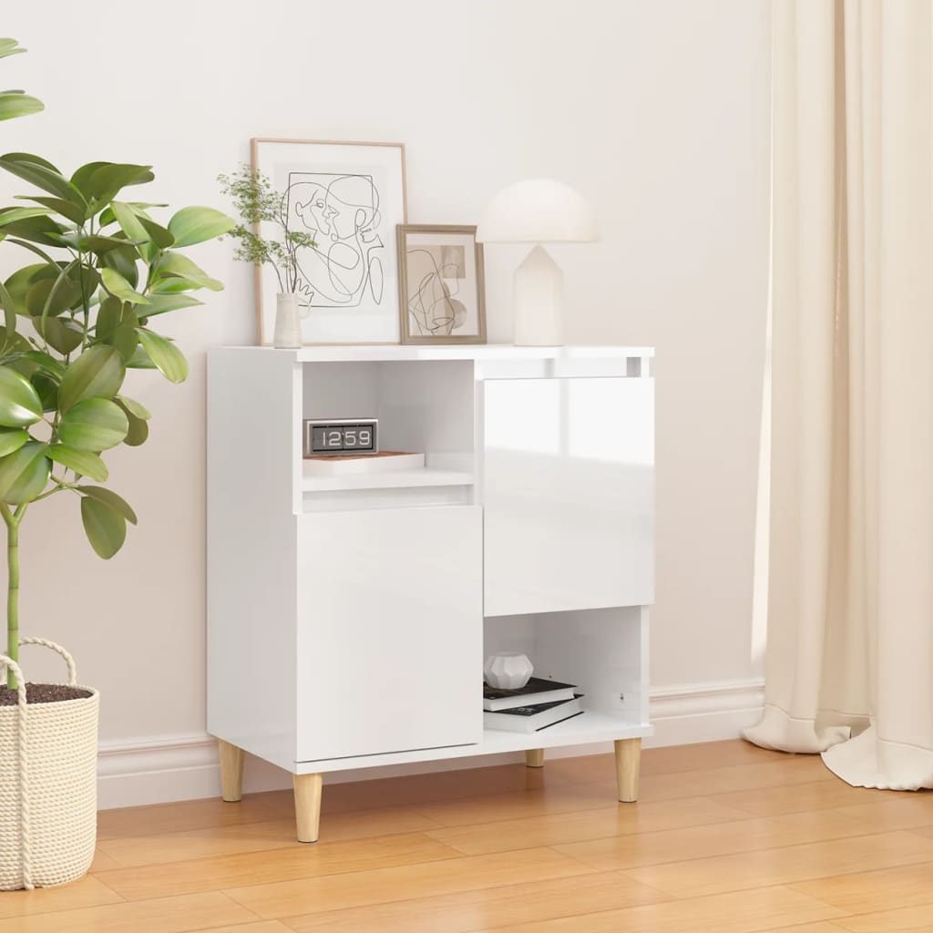 Sideboard High Gloss White 60x35x70 cm Engineered Wood