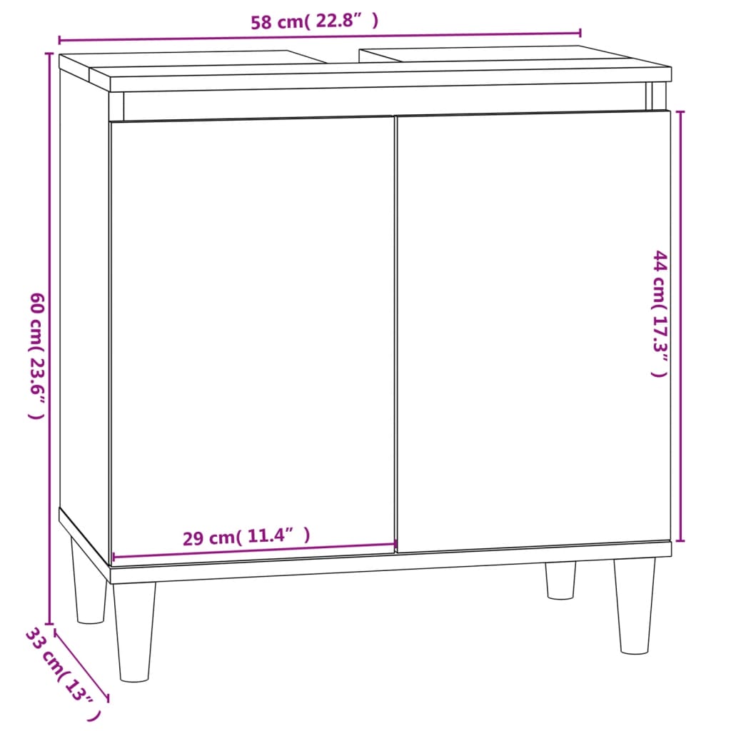 Sink Cabinet Concrete Grey 58x33x60 cm Engineered Wood