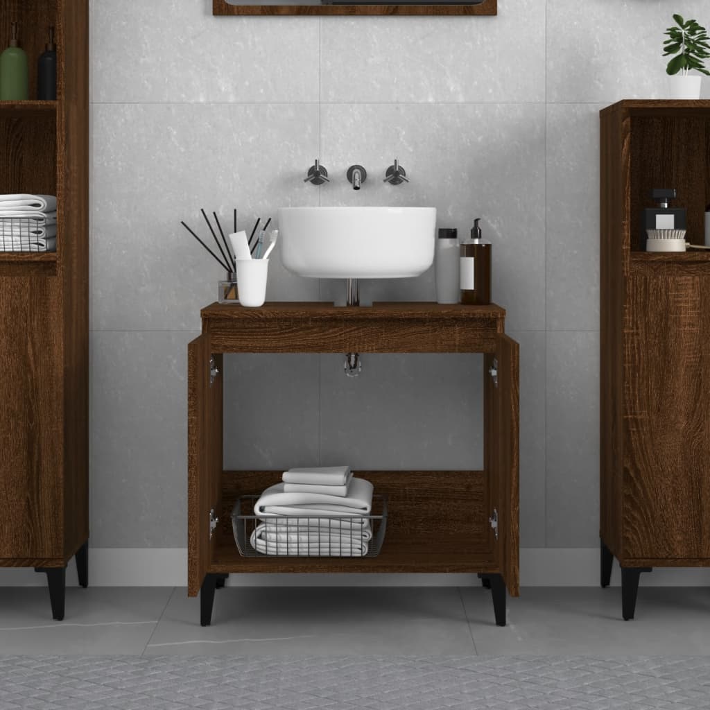 Sink Cabinet Brown Oak 58x33x60 cm Engineered Wood