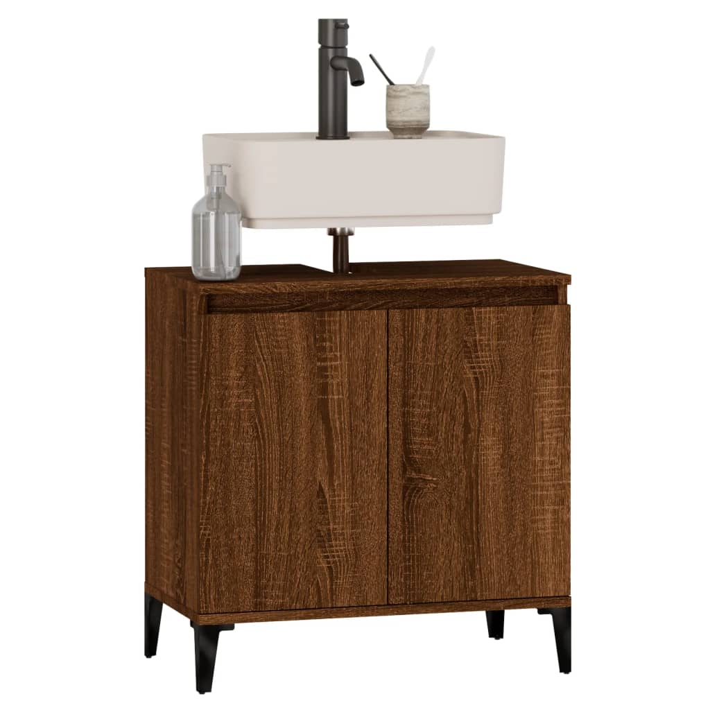 Sink Cabinet Brown Oak 58x33x60 cm Engineered Wood