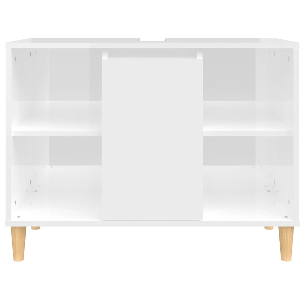 Sink Cabinet High Gloss White 80x33x60 cm Engineered Wood