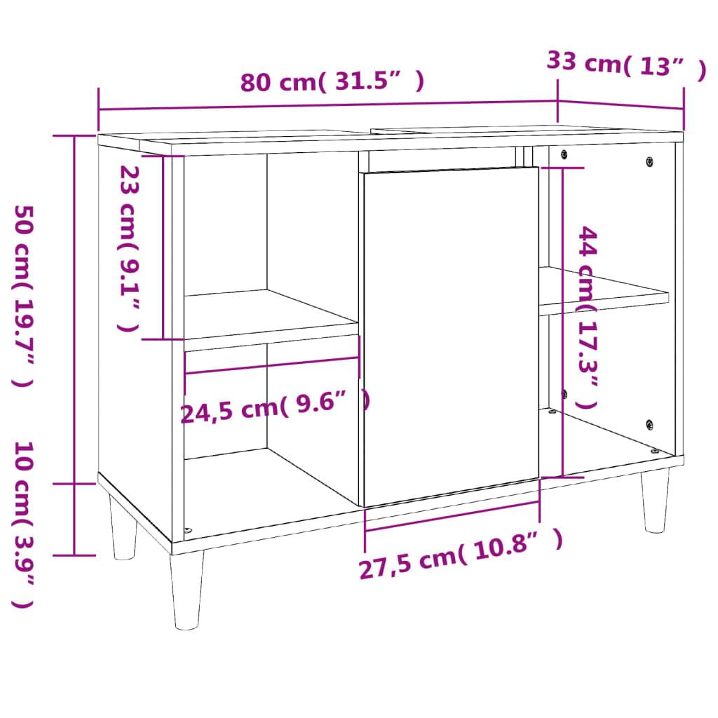 Sink Cabinet Brown Oak 80x33x60 cm Engineered Wood