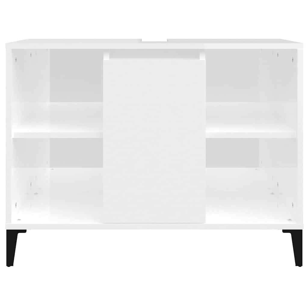 Sink Cabinet High Gloss White 80x33x60 cm Engineered Wood