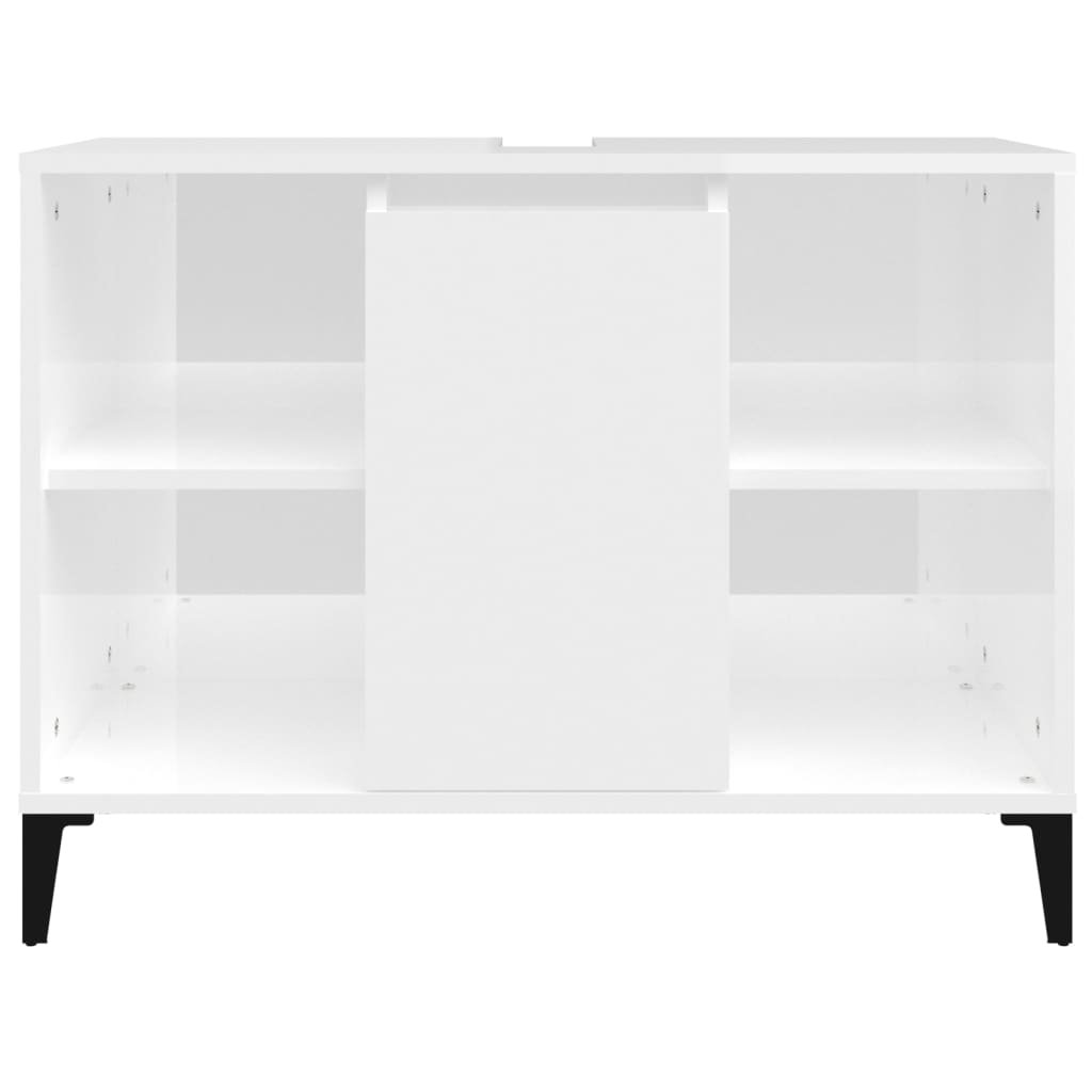 Sink Cabinet High Gloss White 80x33x60 cm Engineered Wood