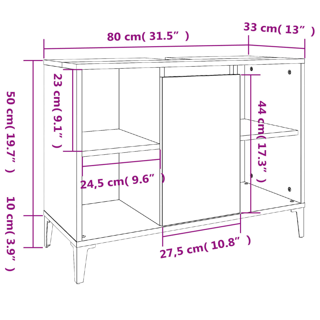 Sink Cabinet Concrete Grey 80x33x60 cm Engineered Wood