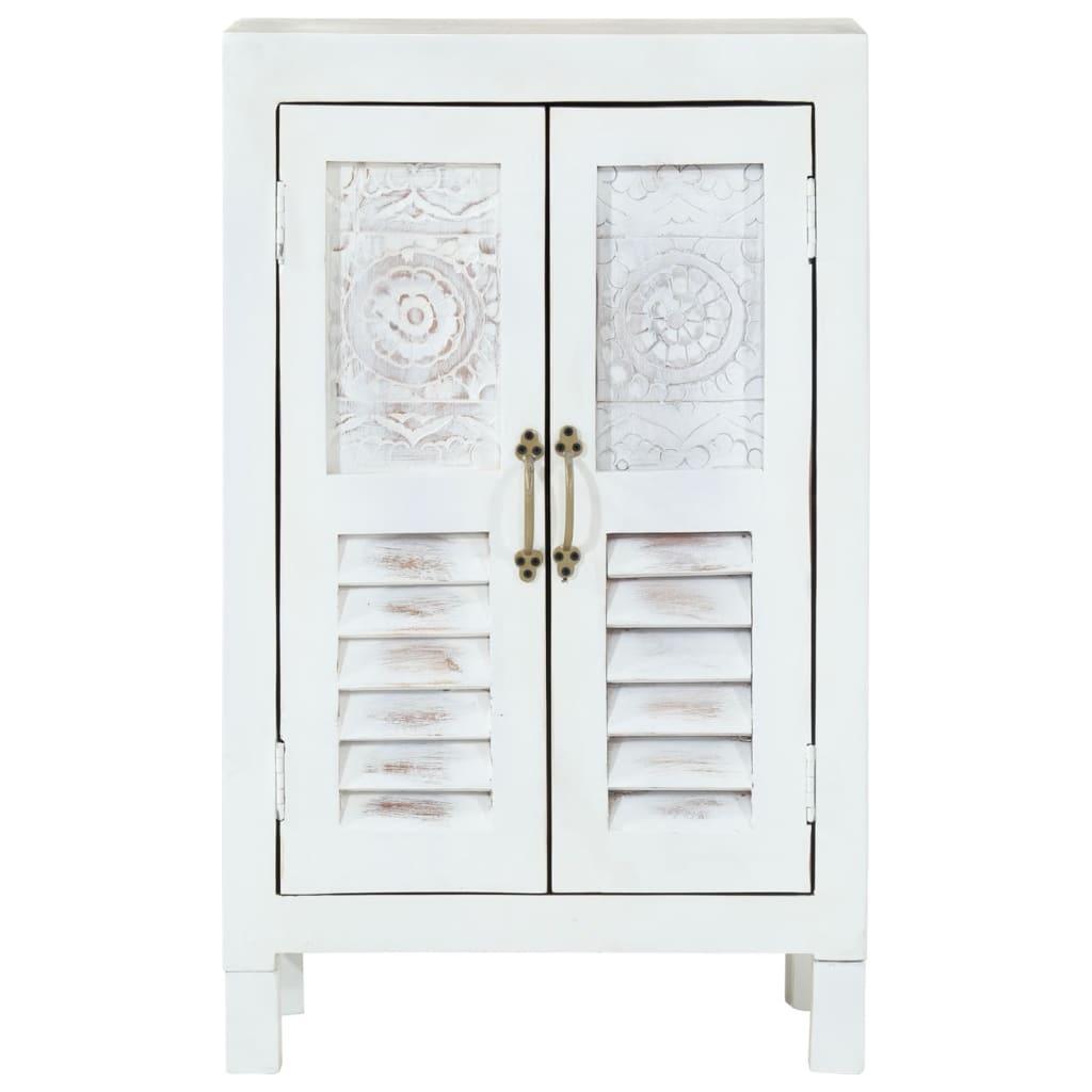 Sideboard White 55x30x90 cm Solid Wood Acacia