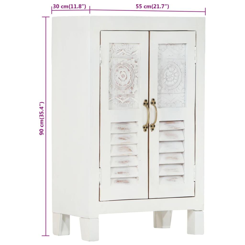 Sideboard White 55x30x90 cm Solid Wood Acacia